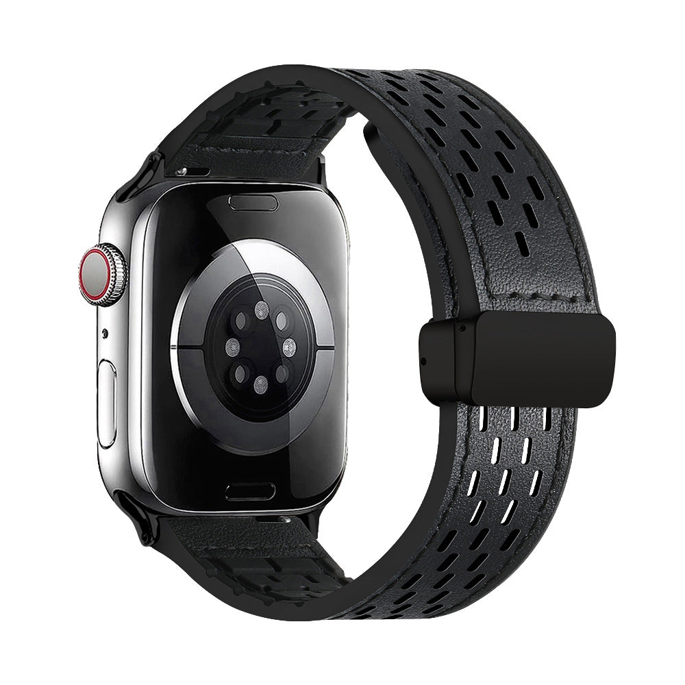 Breathable Magnetic Band for Apple Watch – Leather Outer, Silicone Inner
