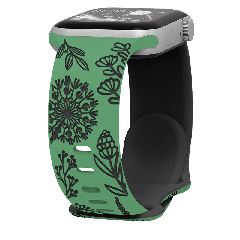 Engraved Dandelion Silicone Band for Apple Watch
