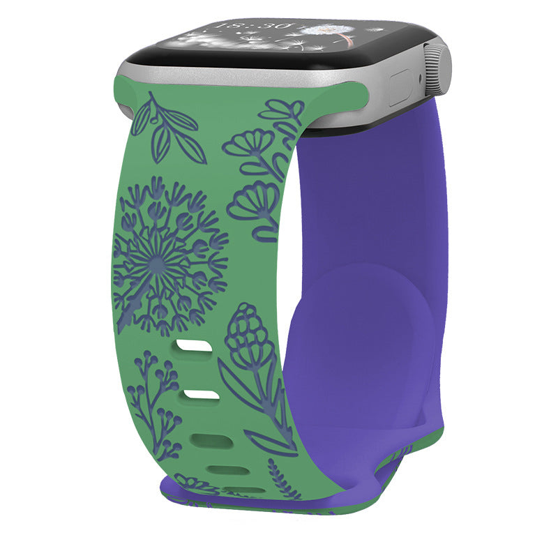 Engraved Dandelion Silicone Band for Apple Watch