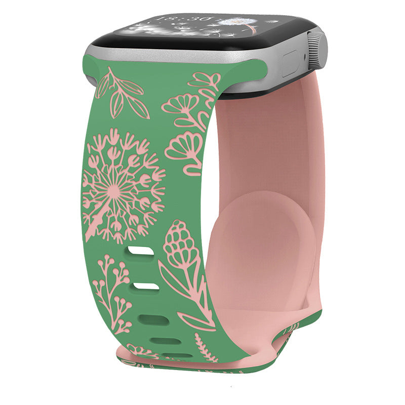 Engraved Dandelion Silicone Band for Apple Watch