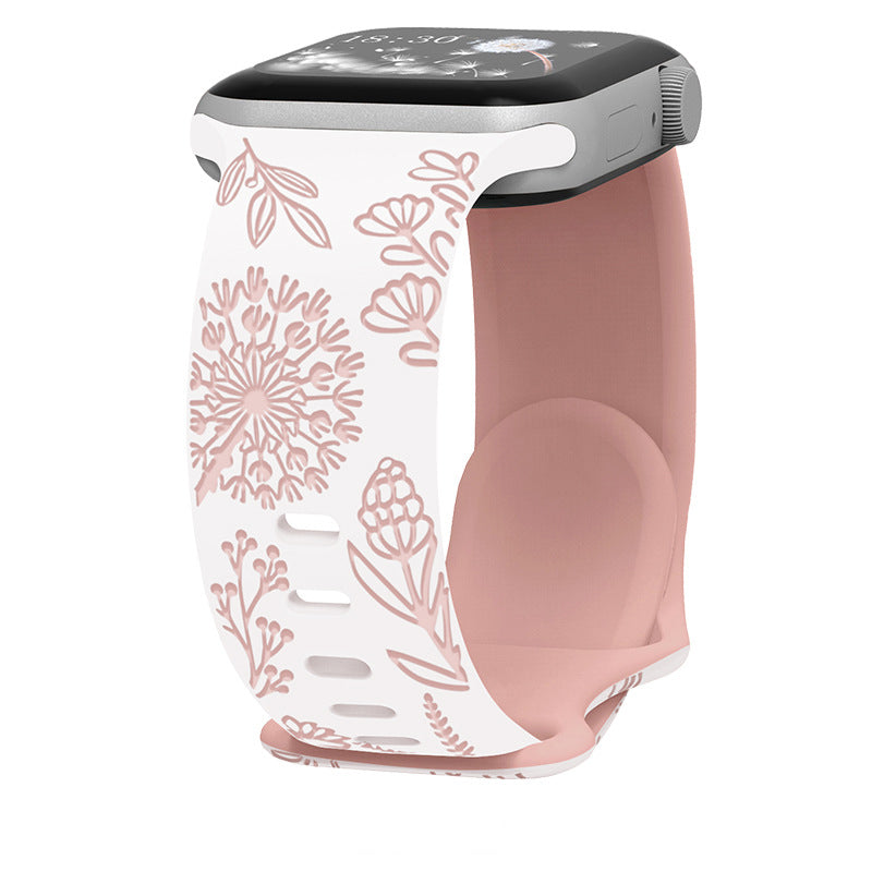 Engraved Dandelion Silicone Band for Apple Watch