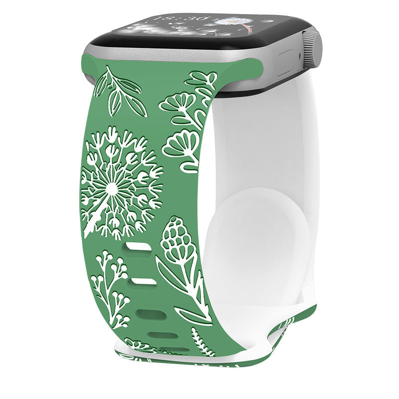 Engraved Dandelion Silicone Band for Apple Watch