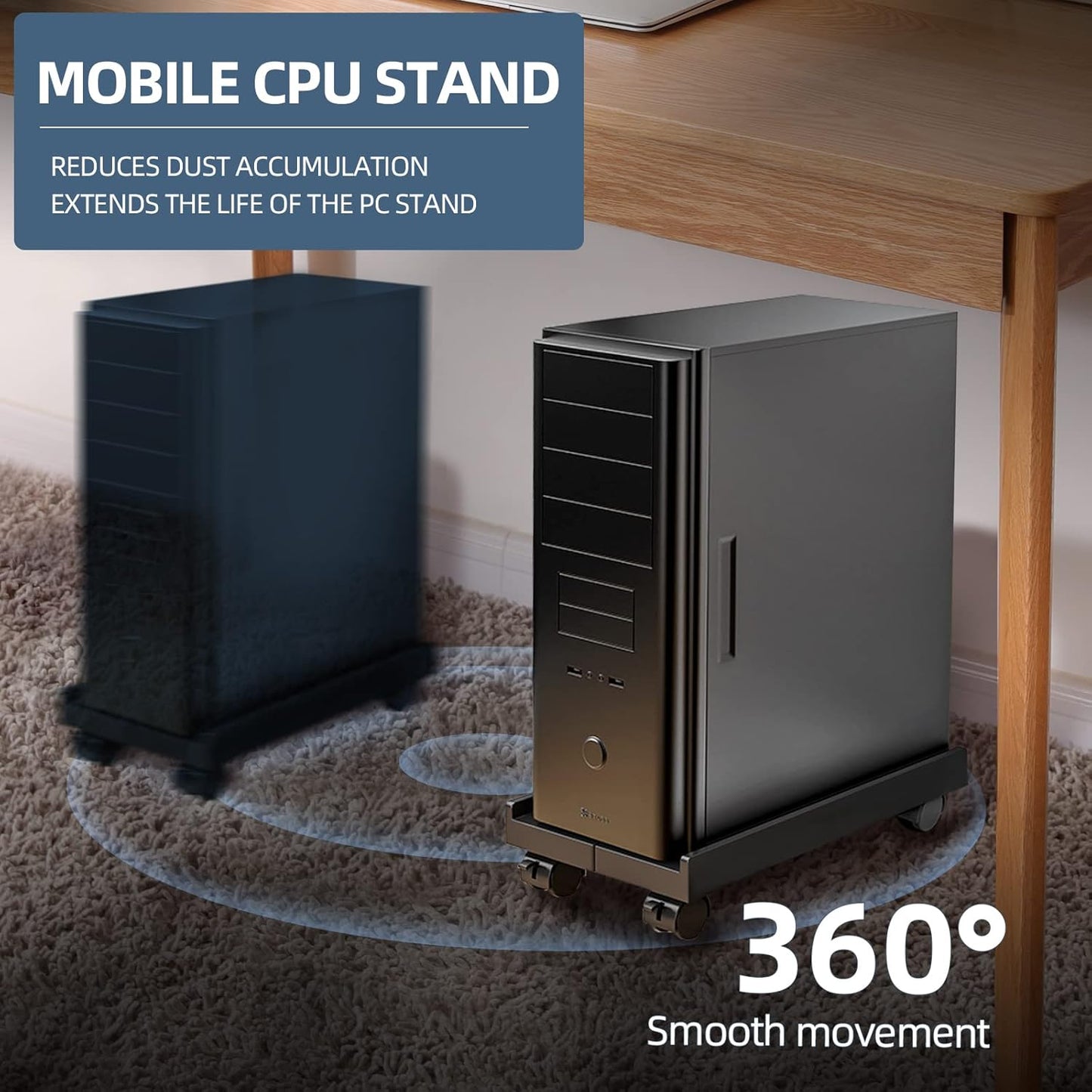 Forlipo Computer Tower Stand with Wheels