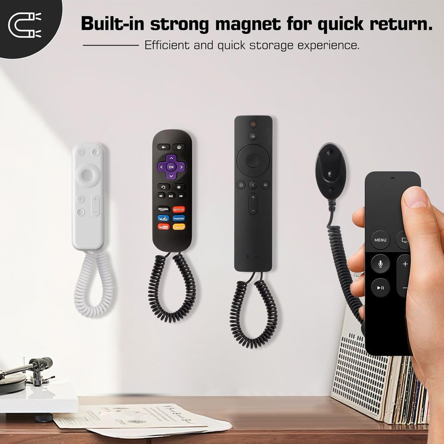 Forlipo Magnetic Remote Control Holders with Spring Ropes
