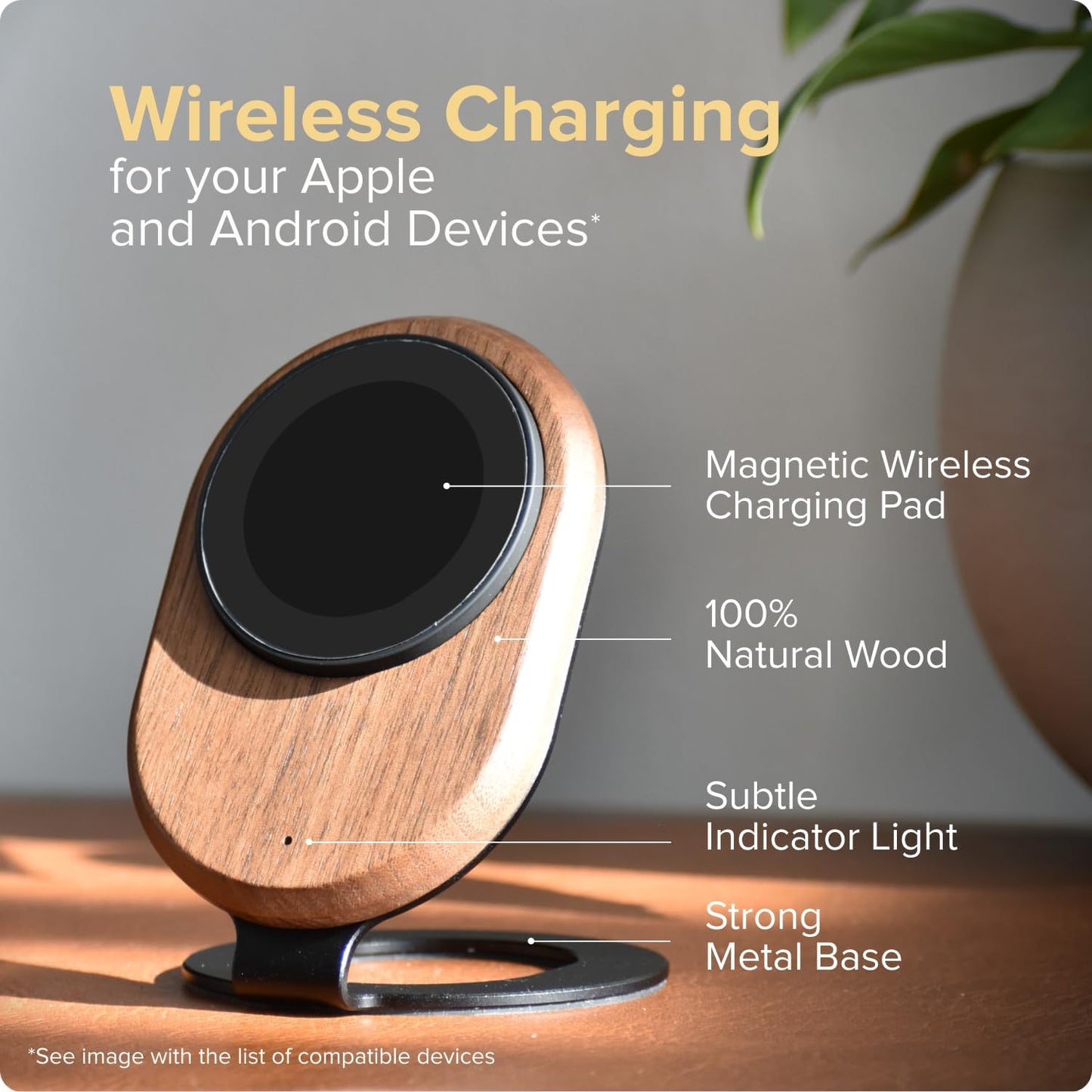 Forlipo Walnut Wood Wireless Charger