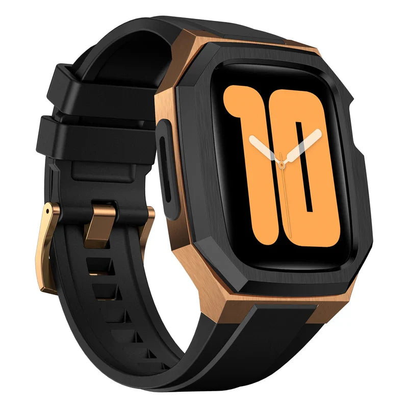 Stainless Steel Case With Rubber Band for Apple Watch.