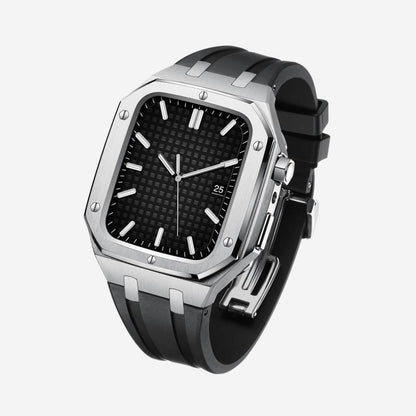 AP9006 Silicone Band Stainless Steel Case Retrofit Kit For Apple Watch.