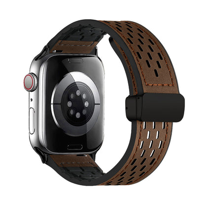 Breathable Magnetic Band for Apple Watch – Leather Outer, Silicone Inner