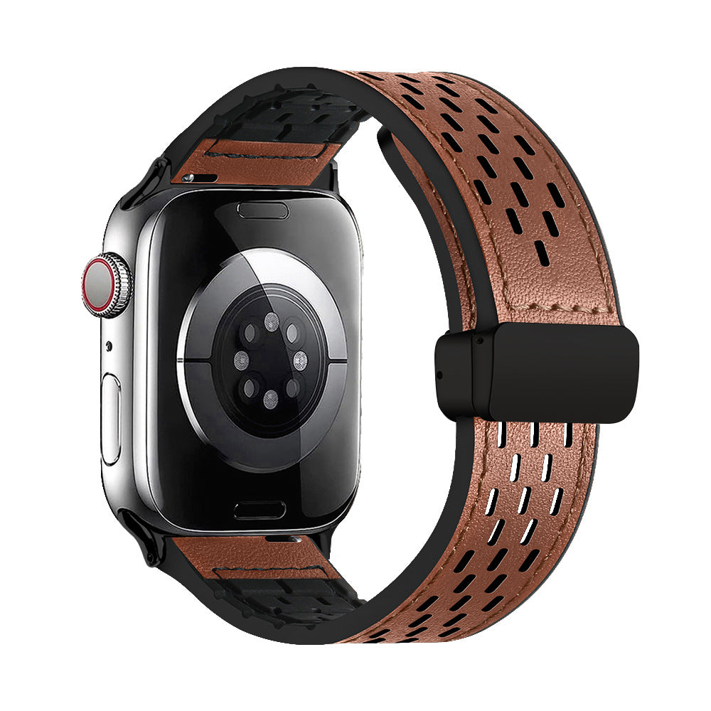 Breathable Magnetic Band for Apple Watch – Leather Outer, Silicone Inner
