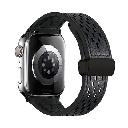 Breathable Magnetic Band for Apple Watch – Leather Outer, Silicone Inner