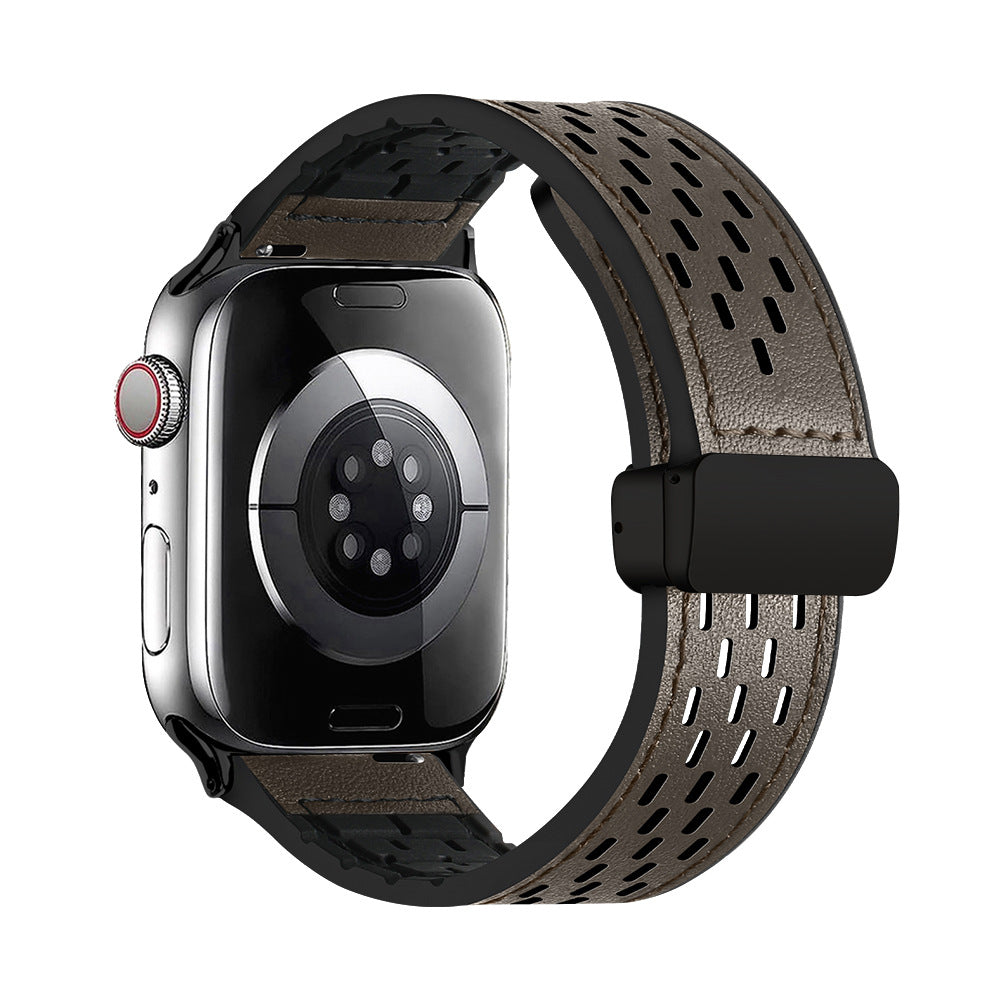 Breathable Magnetic Band for Apple Watch – Leather Outer, Silicone Inner