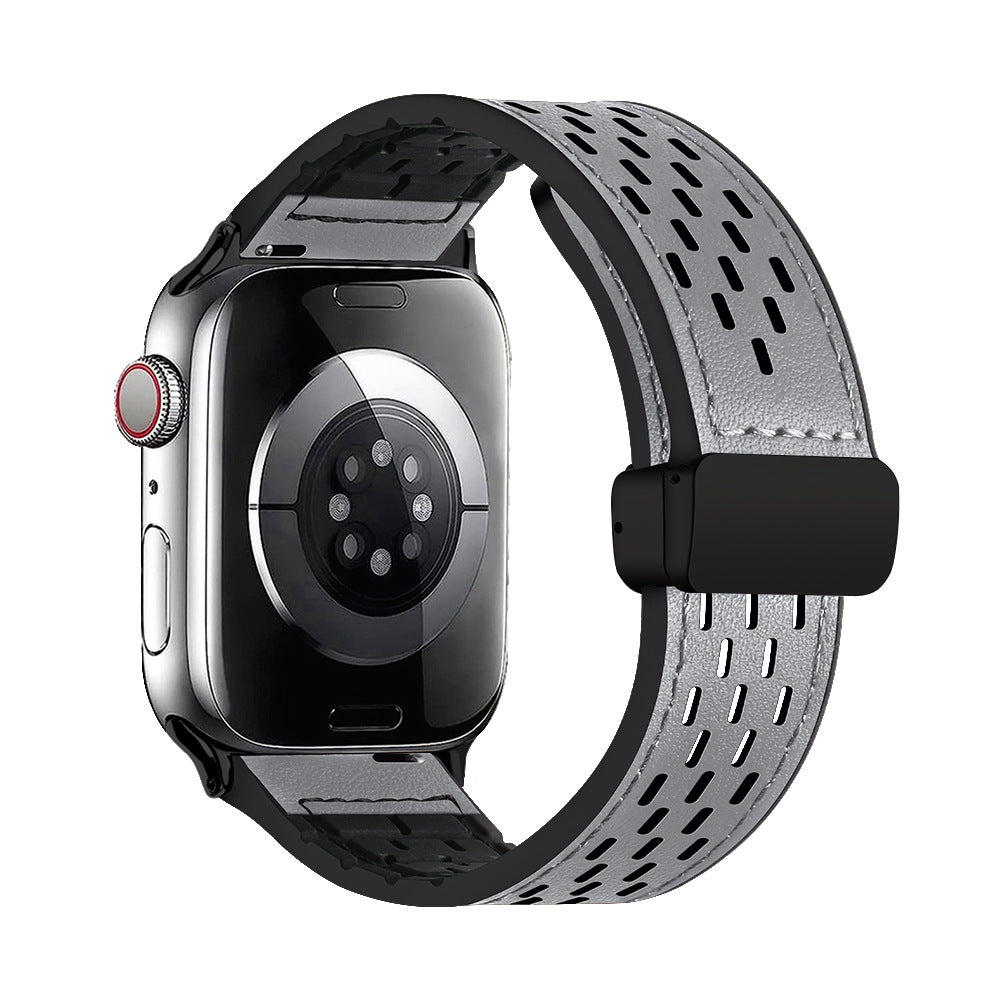 Breathable Magnetic Band for Apple Watch – Leather Outer, Silicone Inner