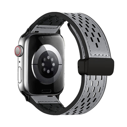Breathable Magnetic Band for Apple Watch – Leather Outer, Silicone Inner