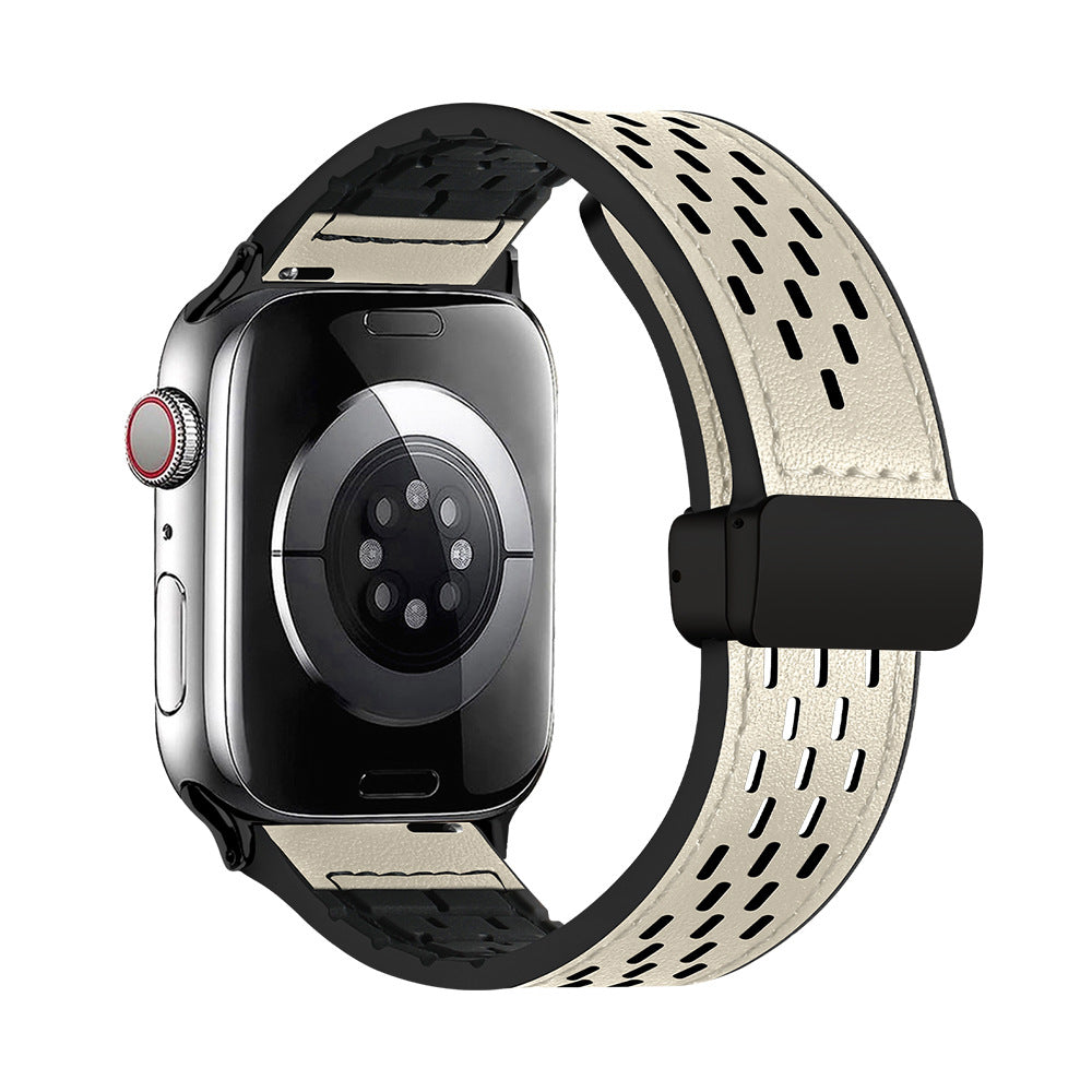 Breathable Magnetic Band for Apple Watch – Leather Outer, Silicone Inner