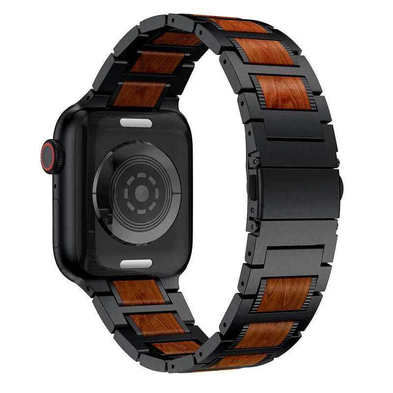 Forlipo Redwood Classic Metal & Sandalwood Band for Apple Watch