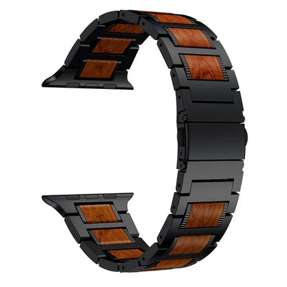 Forlipo Redwood Classic Metal & Sandalwood Band for Apple Watch