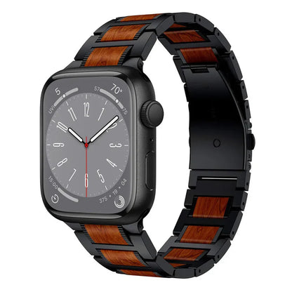 Forlipo Redwood Classic Metal & Sandalwood Band for Apple Watch