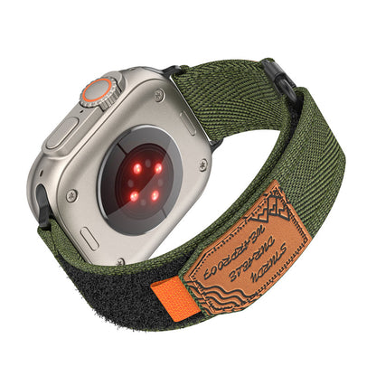 Nylon Band for Apple Watch with Leather Patch