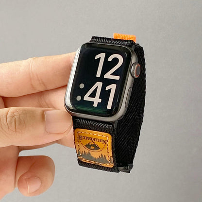 Nylon Band for Apple Watch with Leather Patch