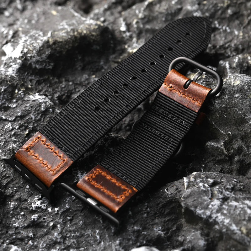 Handmade Nylon Leather Band For Apple Watch.