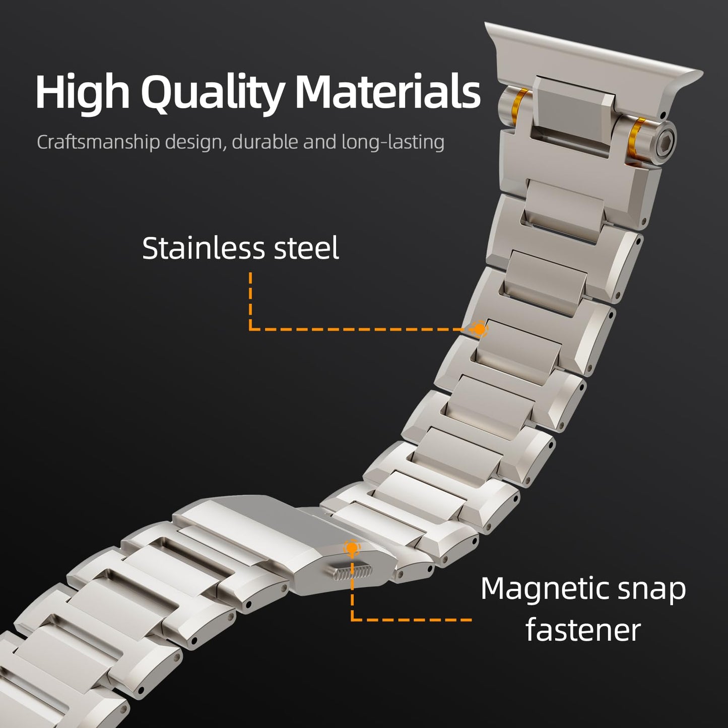 Precision Magnetic Steel Band for Apple Watch – Mechanical Style Design