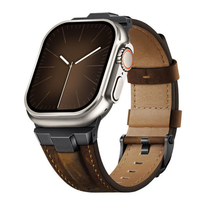 Premium Leather Strap with Stainless Steel Buckle & Connector