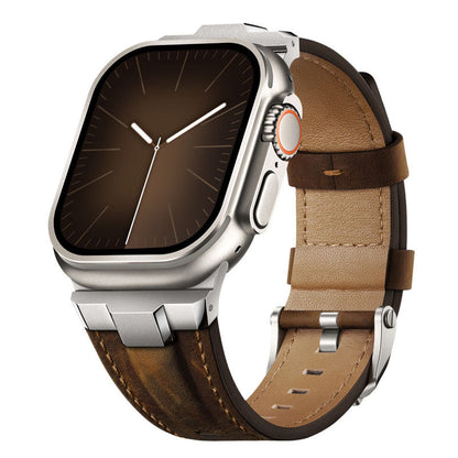 Premium Leather Strap with Stainless Steel Buckle & Connector