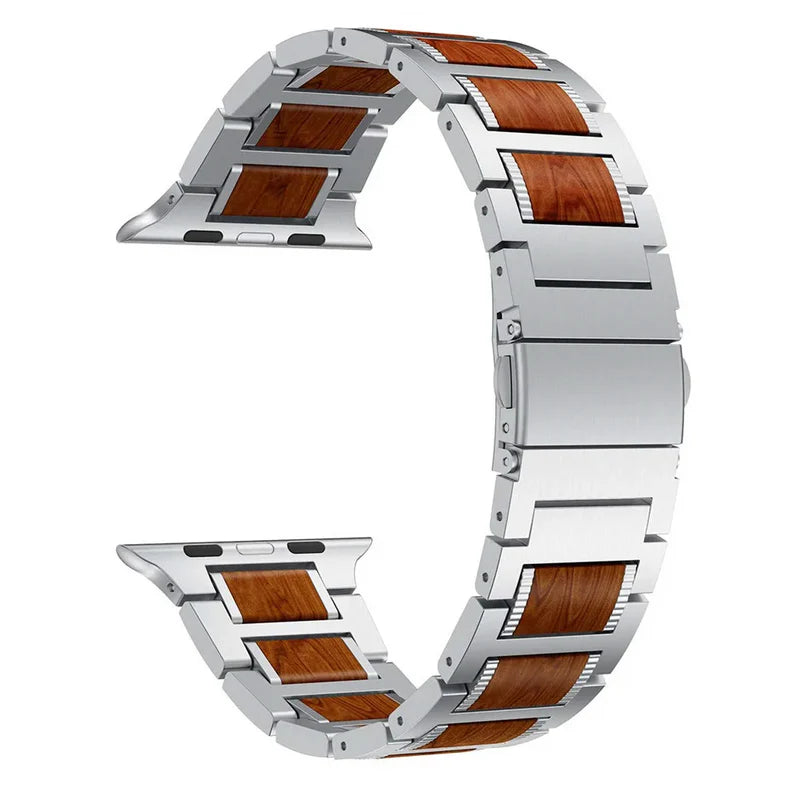 Forlipo Redwood Classic Metal & Sandalwood Band for Apple Watch