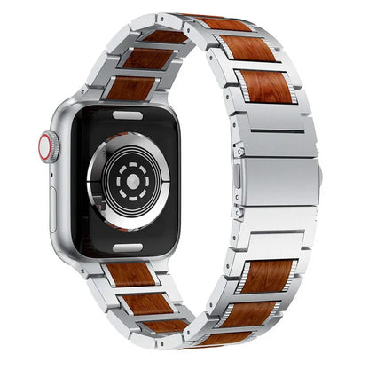 Forlipo Redwood Classic Metal & Sandalwood Band for Apple Watch