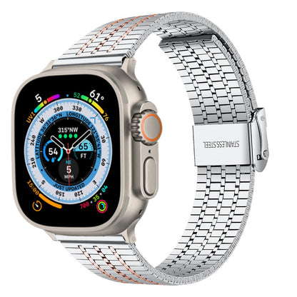 Seven-Bead Stainless Steel Band with Double Safety Clasp for Apple Watch