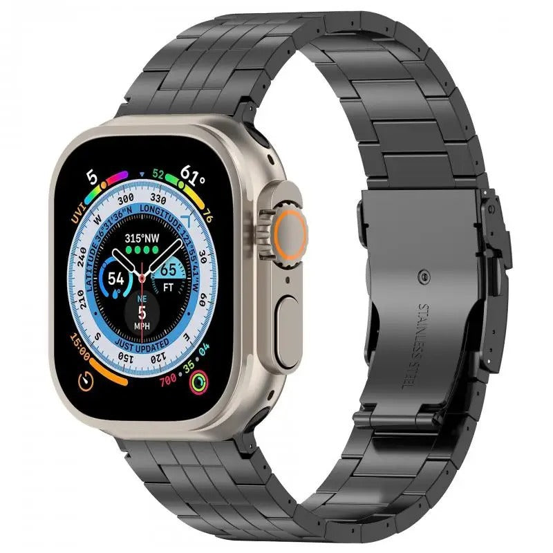 Titanium Metal Link Band for Apple Watch with Butterfly Clasp