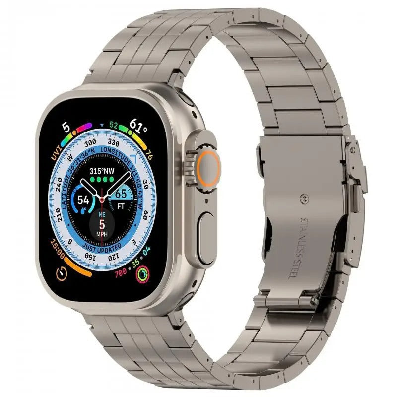 Titanium Metal Link Band for Apple Watch with Butterfly Clasp