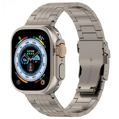 Titanium Metal Link Band for Apple Watch with Butterfly Clasp