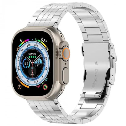Titanium Metal Link Band for Apple Watch with Butterfly Clasp